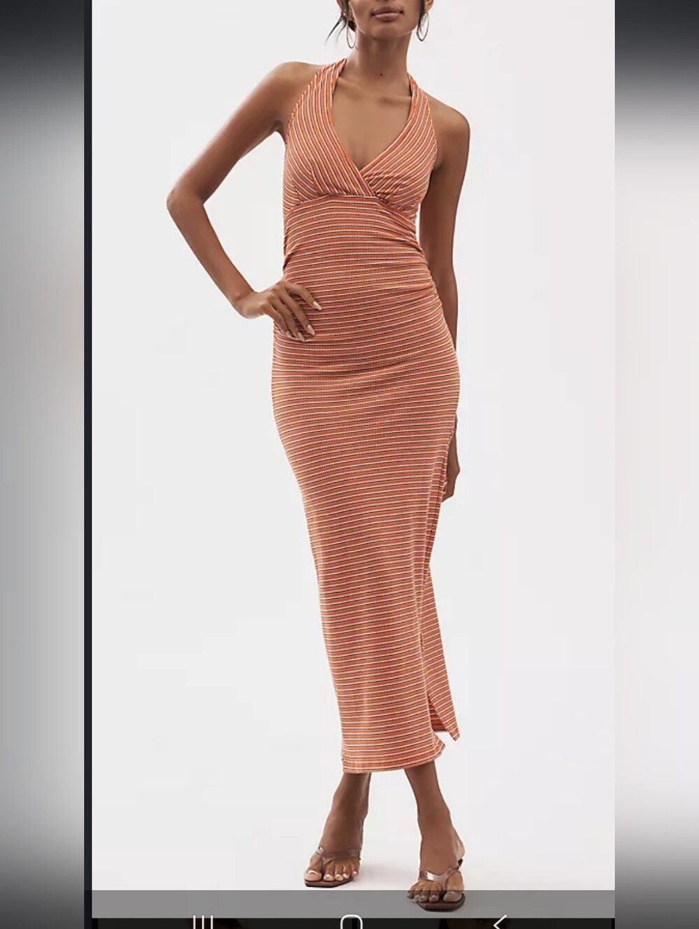 Pilcro Rust and White Halter-Strap Maxi Dress